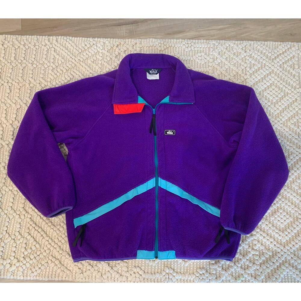 Vintage Woolrich Purple Teal 90s Fleece Jacket Size Large